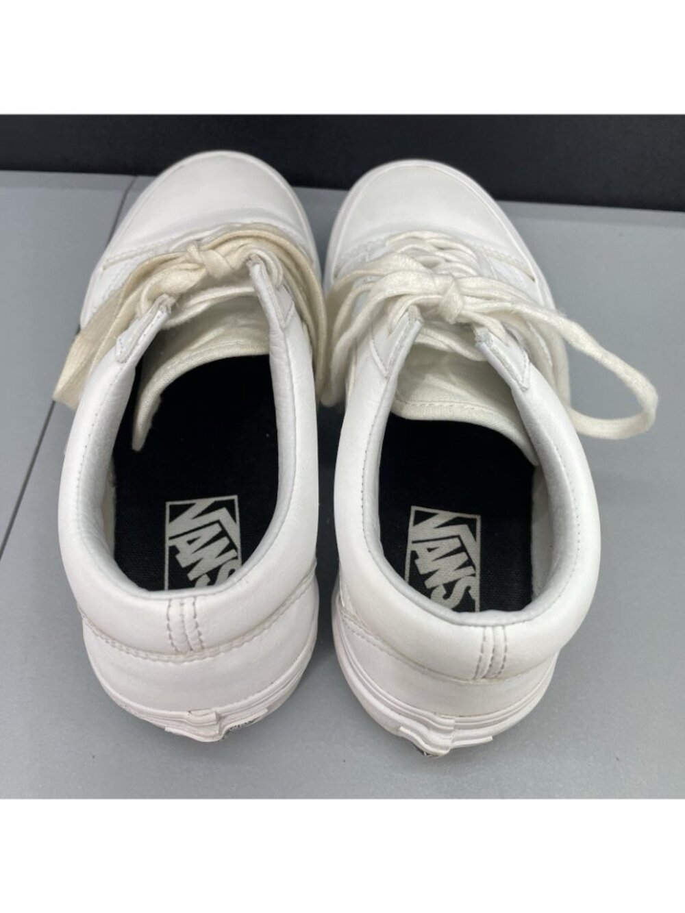 Vans Old Skool Sneakers Shoes Athletic Leather White Womens 7 - Picture 8 of 13